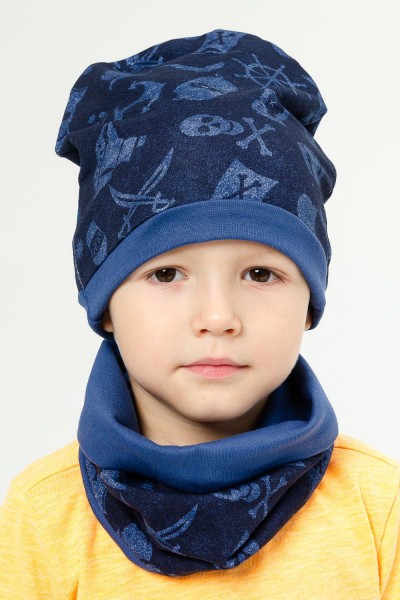 Комплект шапка+снуд Пират детский - синий (НТ)