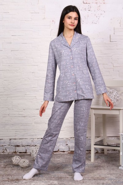 Пижама-костюм для девочки арт. ПД-006 - звери на сером (НТ)