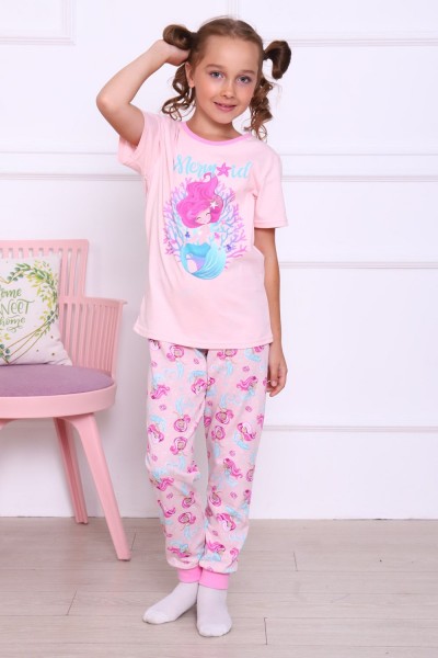 Пижама Русалка короткий рукав детская - розовый (НТ)