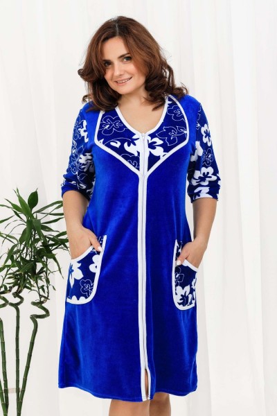 Халат 451 велюр - синий (НТ)