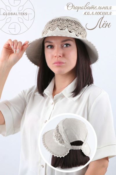 Шляпа женская льняная №GL420 - бежевый (НТ)