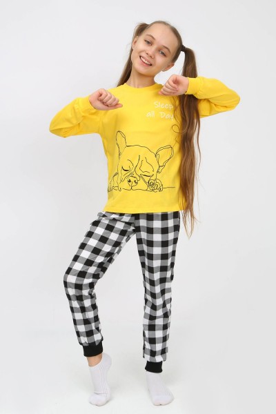 Пижама 92221 детская - желтый-черная клетка (НТ)