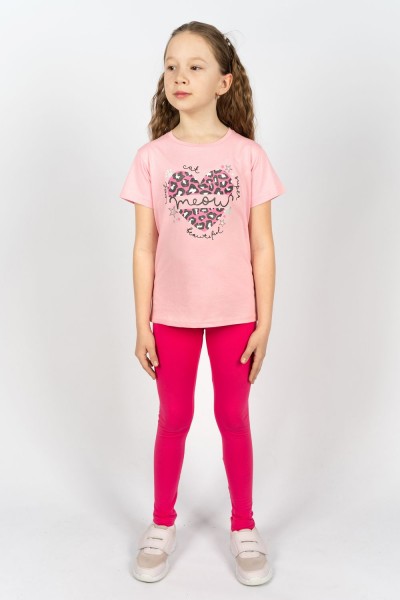Комплект для девочки 41109 (футболка + лосины) - с.розовый-розовый (НТ)