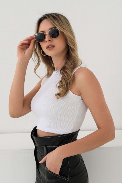 Топ EMOTION DAY Strip Crop - белый (НТ)