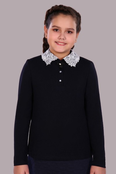 Блузка для девочки Рианна Арт.13180 - темно-синий, белый (НТ)