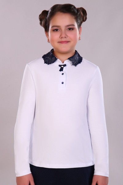 Блузка для девочки Рианна Арт.13180 - белый-темно-синий (НТ)
