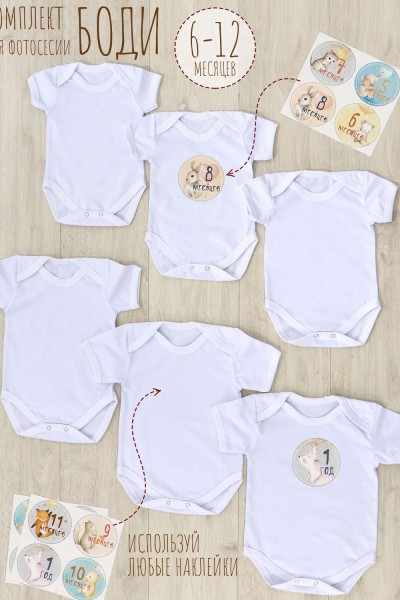 Набор боди для фотосессии 6шт от 6 до 12 месяцев арт.Н-БД-6-12 (НТ) Набор боди для фотосессии 6шт от 6 до 12 месяцев арт.Н-БД-6-12 (НТ)