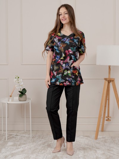 Костюм медицинский женский - М-180П Тиси N5-124-124 черный (ИМ) Костюм медицинский женский - М-180П Тиси N5-124-124 черный (ИМ)