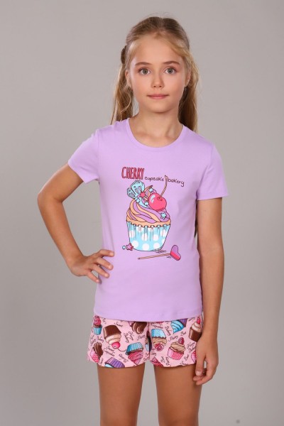 Пижама для девочки Кексы арт. ПД-009-027 - светло-сиреневый (НТ)