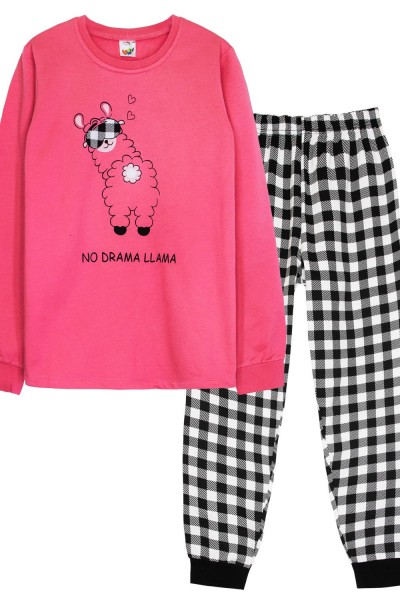 Пижама для девочки 91229 - розовый-черная клетка (НТ)