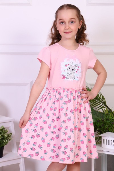 Платье Лапочка дочка короткий рукав детское - розовый (НТ)