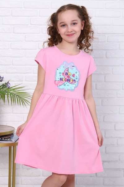 Платье Хвостик короткий рукав детское - ярко-розовый (НТ)