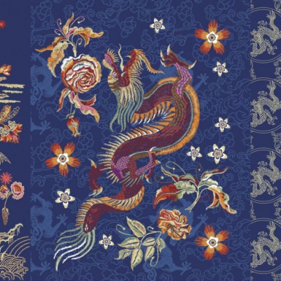 Полотенце рогожка  45Х60см - Год дракона синий (уп. 10шт)