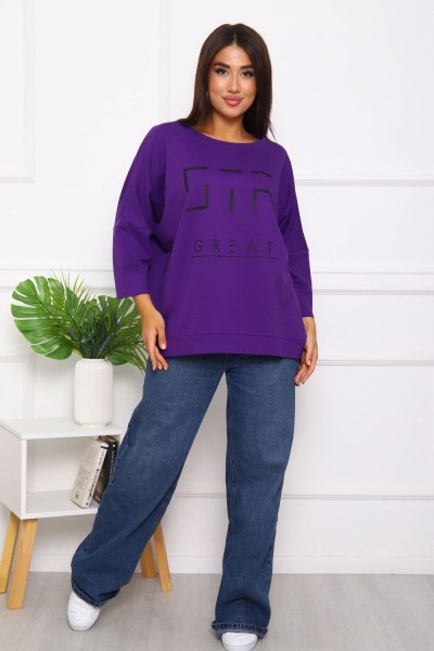 Свитшот 375702 оверсайз трикотажный - фиолетовый (НТ)
