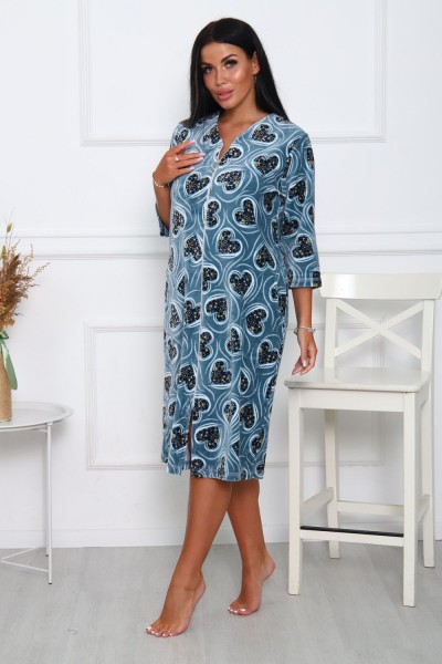 Халат 01 Бренд Rozhkova KV - серо-голубой (НТ)