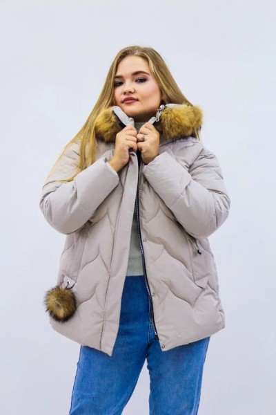 Зимняя женская куртка еврозима-зима 2879 - бежевый (НТ)
