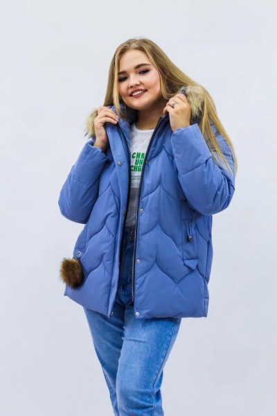 Зимняя женская куртка еврозима-зима 2879 - голубой (НТ)
