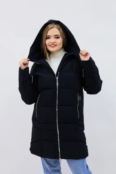 Зимняя женская куртка еврозима-зима 2830 - черный (НТ)