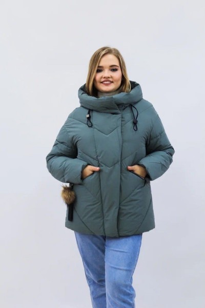 Зимняя женская куртка еврозима-зима 2876 - бирюзовый (НТ)