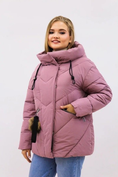Зимняя женская куртка еврозима-зима 2876 - розовый (НТ)