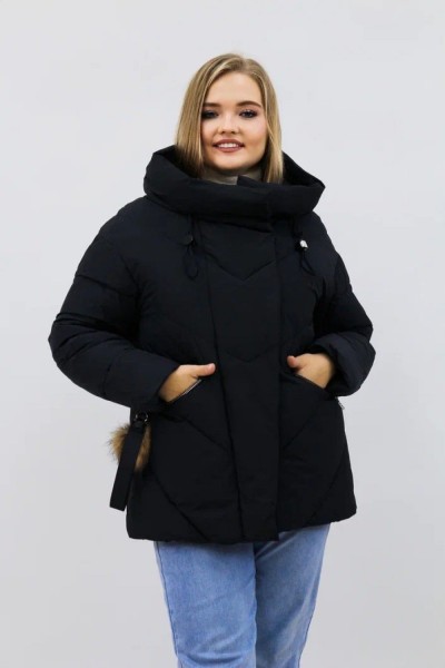 Зимняя женская куртка еврозима-зима 2876 - черный (НТ)