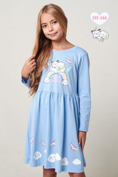 Платье В облаках дл. рукав детское - голубой (НТ)