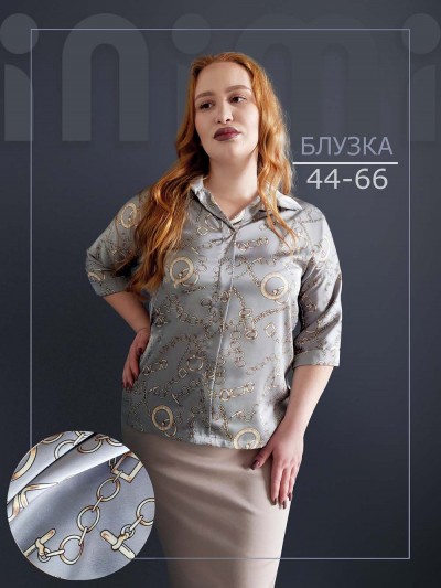 Блуза шелк 1311 - цепи серые (НТ)