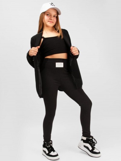 Лосины в рубчик для девочки SP8232-1 - черный (НТ) Лосины в рубчик для девочки SP8232-1 - черный (НТ)