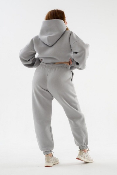 Брюки 89603 с начесом теплые костюмные - светло серый (НТ)