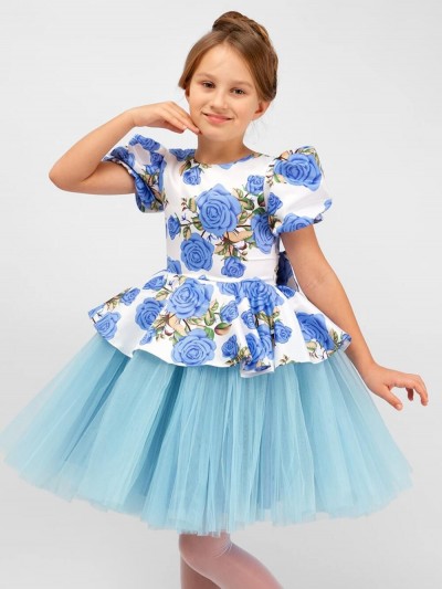 Платье нарядное для девочки SP2010 - голубой (НТ)