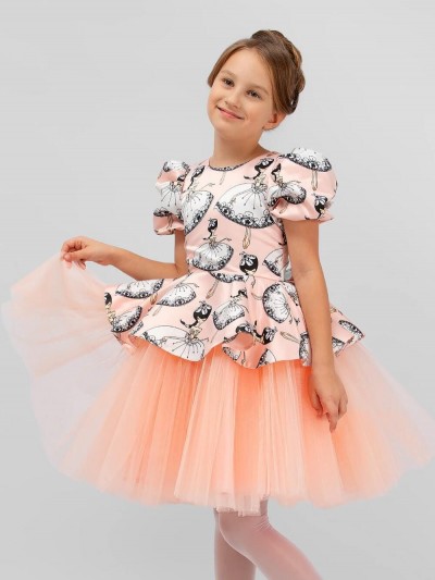 Платье нарядное для девочки SP2010 - персиковый (НТ)