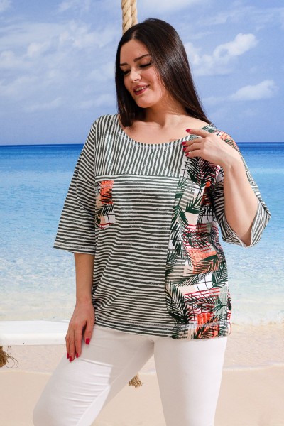 Туника 9230 - пальмы хаки (НТ)