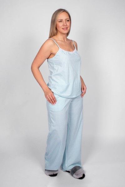 Пижама женская майка+брюки 0934 - голубая полоса (НТ)