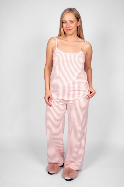 Пижама женская майка+брюки 0934 - розовая полоска (НТ)