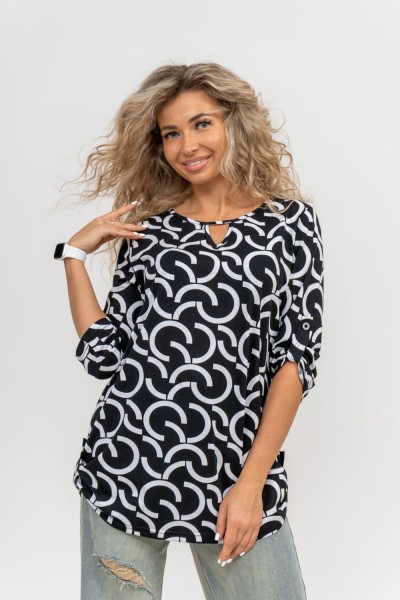 Туника 36791 - черно-белый (НТ)